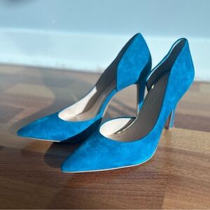Vibrant Blue Suede Stiletto Heels
